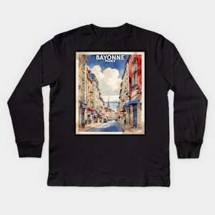 Bayonne France Vintage Travel Poster Tourism Kids Long Sleeve T-Shirt